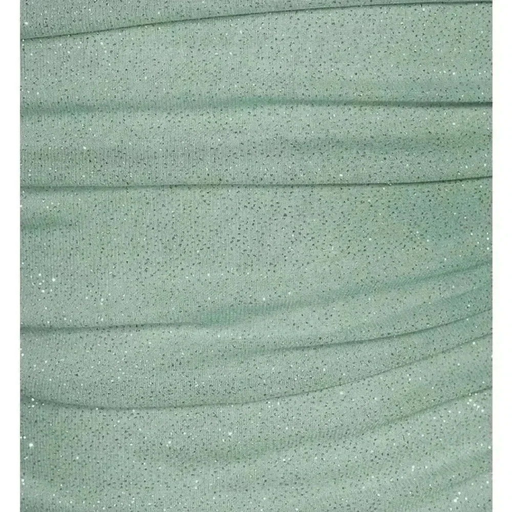 Jump Apparel Glitter Square Neck Ruched Long Sleeve W/ Ties At Hemline Dress M - Picture 3 of 10